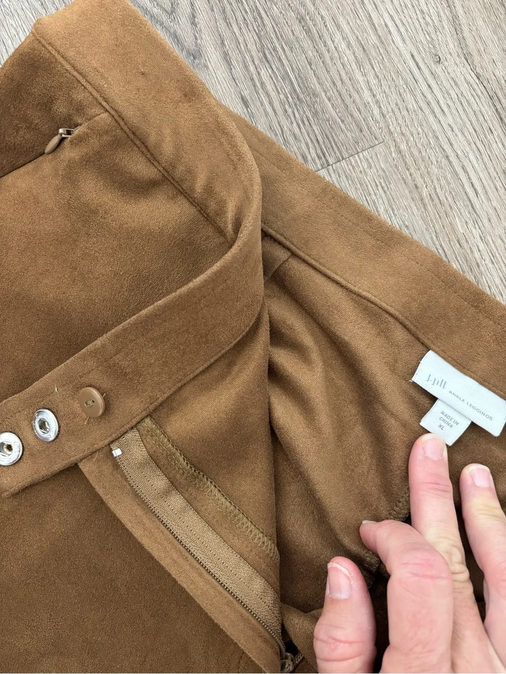 J. Jill Faux Suede Ankle Leggings Acorn Brown High Waist Pant